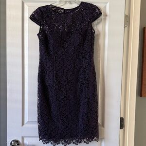 Adrianna Papell Dark Purple Lace Midi Dress